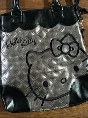 Hello Kitty Quilted Black and Silver Tote